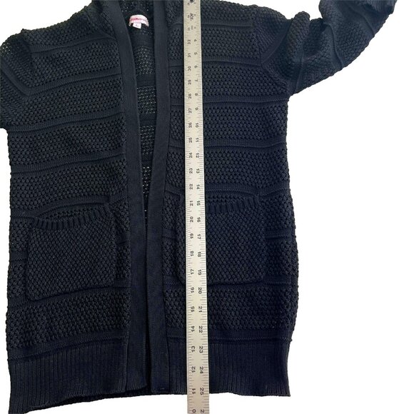 Design History Open Crochet Hooded Cardigan sz L Pockets Black Grannycore - Picture 9 of 10